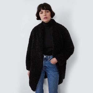 🖤✨NWT! Super soft fleece faux fur teddy coat in black, LG